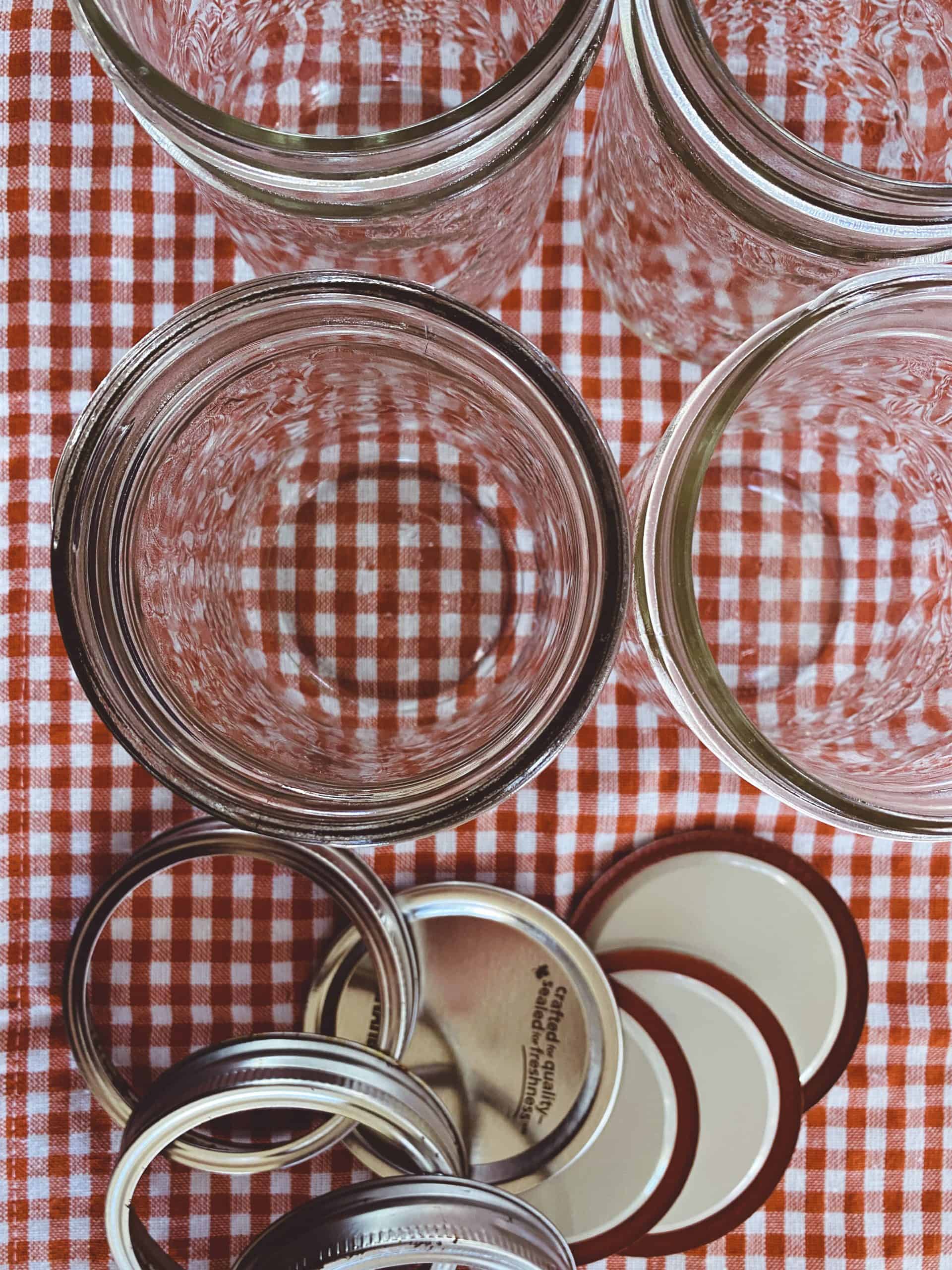 Empty canning jars with lids and seals