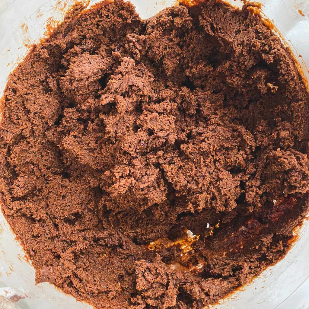 Chocolate cookie dough ready to be chilled.