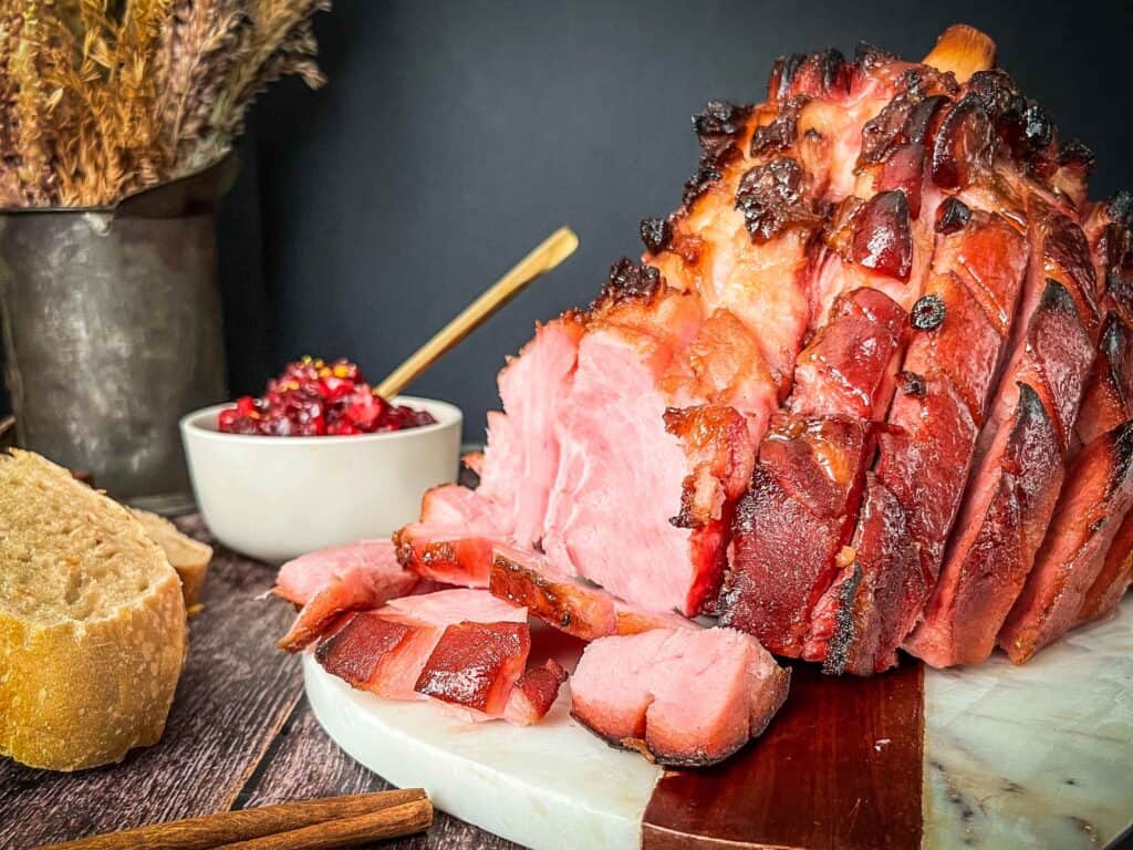 Traeger Smoked Ham Recipe With Brown Sugar and Mustard Glaze Modern Harvest