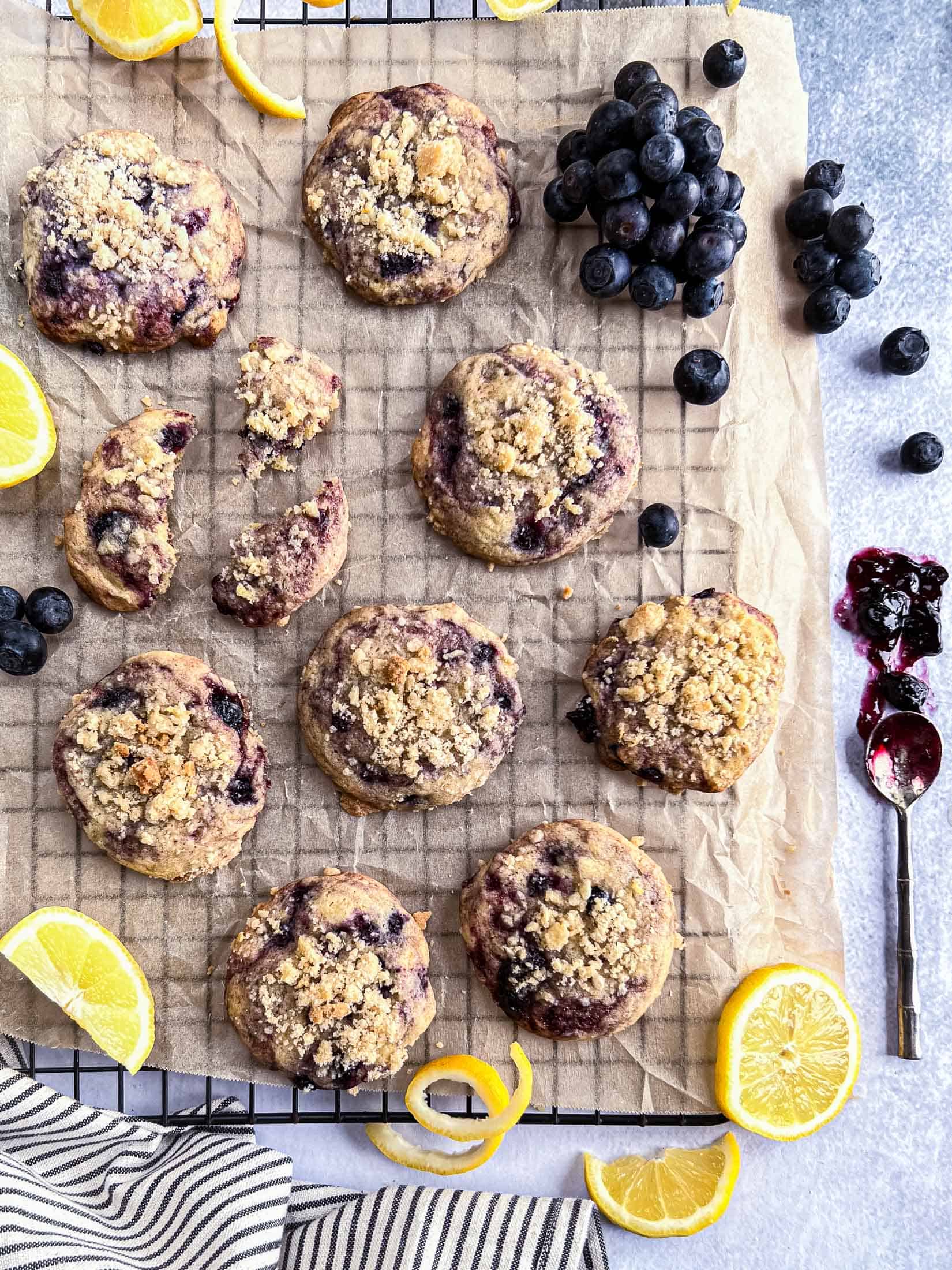 Chewy Lemon Blueberry Cookies With Streusel Topping