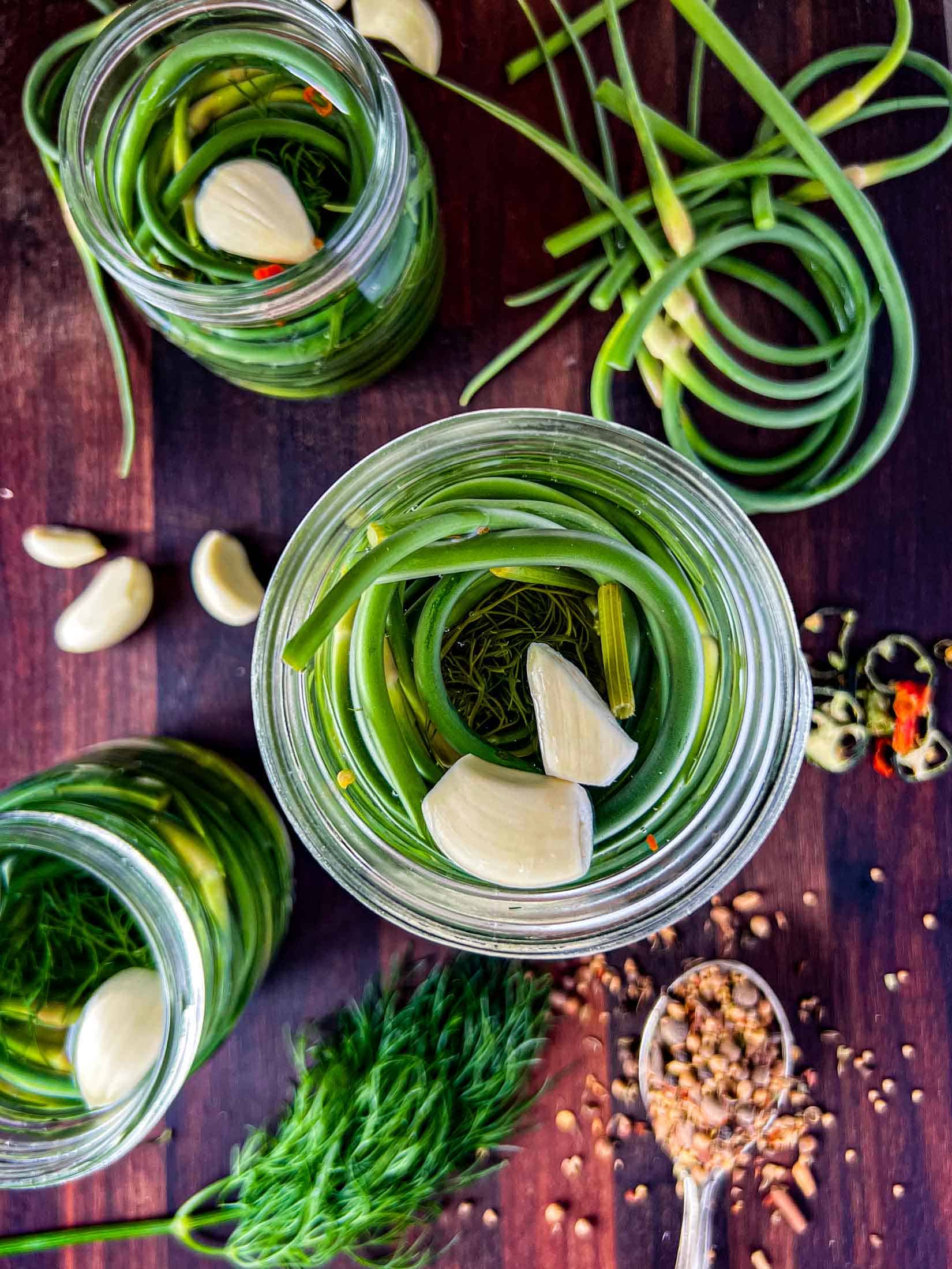 Quick Pickled Garlic Scapes With Dill | Refrigerator Recipe